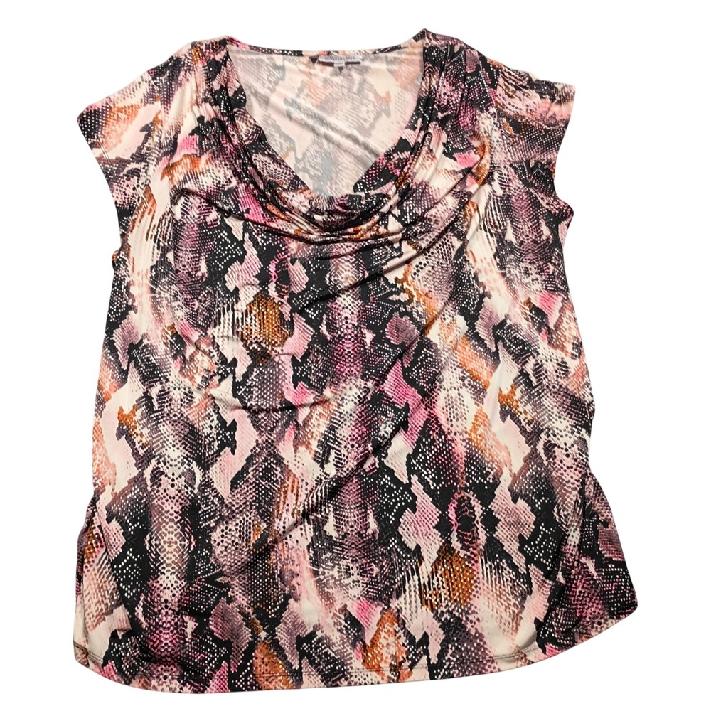 Jennifer Lopez Top Womens 3X Cowl Neck Snake Print Pink Sleeveless Blouse 1012